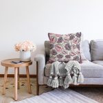 - Sonil-K3877-Gorsel-1 - Realhomes  Krem Zeminde Çiçek Motifli Özel Tasarım Dijital Baskılı Modern Raşel Kadife Yastık Kırlent Kılıfı Realhomes