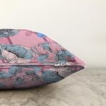 - Sonil-K3878-Gorsel-2 - Realhomes  Pembe Zeminde Mavi Zambak Motifli Dijital Baskılı Modern Raşel Kadife Yastık Kırlent Kılıfı Realhomes