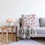 - Sonil-K3880-Gorsel-1 - Realhomes Pembe Puanlı Zeminde Çiçekli Özel Tasarım Dijital Baskılı Modern Raşel Kadife Yastık Kırlent Kılıfı Realhomes