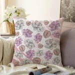 - Sonil-K3880-Gorsel - Realhomes Pembe Puanlı Zeminde Çiçekli Özel Tasarım Dijital Baskılı Modern Raşel Kadife Yastık Kırlent Kılıfı Realhomes