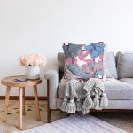 Çiçek Desenli Özel Tasarım Dijital Baskılı Modern Raşel Kadife Yastık Kırlent Kılıfı Realhomes