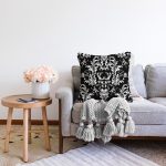 - Sonil-K3885-Gorsel-1 - Realhomes  Siyah Zeminde Damask Özel Tasarım Dijital Baskılı Modern Raşel Kadife Yastık Kırlent Kılıfı Realhomes