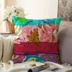 Kuş motifli Dijital Baskılı Modern Raşel Kadife Yastık Kırlent Kılıfı Realhomes