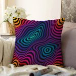 Soyut Dairesel Tasarım Dijital Baskılı Özel Tasarım Modern Raşel Kadife Yastık Kırlent Kılıfı Realhomes