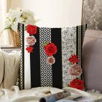 - Sonil-K3897-Gorsel - Realhomes Kırmızı Gül Figürlü Özel Tasarım Dijital Baskılı Modern Raşel Kadife Yastık Kırlent Kılıfı Realhomes