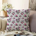- Sonil-K3916-Gorsel - Realhomes  Kuru Kafa Ve Gül Motifli Özel Tasarım Dijital Baskılı Modern Raşel Kadife Yastık Kırlent Kılıfı Realhomes