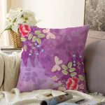 - Sonil-K3925-Gorsel - Realhomes Mor Zeminde Kelebek Desenli Dijital Baskılı Modern Şönil Yastık Kırlent Kılıfı Realhomes