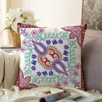 - Sonil-K3927-Gorsel - Realhomes  Çini Desenli Dijital Baskılı Modern Raşel Kadife Yastık Kırlent Kılıfı Realhomes