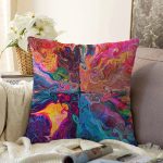 Sulu Boya Desenli Özel Tasarım Dijital Baskılı Modern Raşel Kadife Yastık Kırlent Kılıfı Realhomes