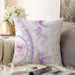 - Sonil-K3937-Gorsel - Realhomes Beyaz Zeminde Mor Motifli Özel Tasarım Dijital Baskılı Modern Raşel Kadife Yastık Kırlent Kılıfı Realhomes