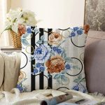 - Sonil-K3946-Gorsel - Realhomes  Geometrik Desenler Üzerinde Çiçek Desenli Özel Tasarım Dijital Baskılı Modern Raşel Kadife Yastık Kırlent Kılıfı Realhomes