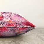 Renkli Çiçek Desenli Özel Tasarım Dijital Baskılı Modern Raşel Kadife Yastık Kırlent Kılıfı Realhomes