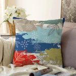 Yaprak Desenli Özel Tasarım Dijital Baskılı Modern Raşel Kadife Yastık Kırlent Kılıfı Realhomes