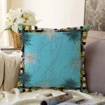 - Sonil-K3956-Gorsel - Realhomes Mavi Zeminde Zincir Desenli Özel Tasarım Dijital Baskılı Modern Raşel Kadife Yastık Kırlent Kılıfı Realhomes