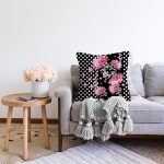 - Sonil-K3963-Gorsel-1 - Realhomes Puanlı Zeminde Çiçek Motifli Özel Tasarım Dijital Baskılı Modern Raşel Kadife Yastık Kırlent Kılıfı Realhomes