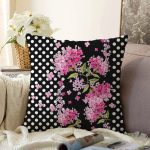 - Sonil-K3963-Gorsel - Realhomes Puanlı Zeminde Çiçek Motifli Özel Tasarım Dijital Baskılı Modern Raşel Kadife Yastık Kırlent Kılıfı Realhomes