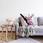 Zincir Ve Çiçek Desenli Özel Tasarım Dijital Baskılı Modern Raşel Kadife Yastık Kırlent Kılıfı Realhomes