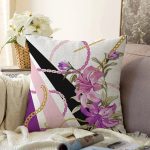 Zincir Ve Çiçek Desenli Özel Tasarım Dijital Baskılı Modern Raşel Kadife Yastık Kırlent Kılıfı Realhomes