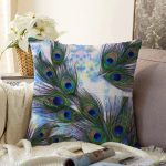 - Sonil-K3970-Gorsel - Realhomes Tavus Kuşu Tüyü Desenli Özel Tasarım Dijital Baskılı Modern Raşel Kadife Yastık Kırlent Kılıfı Realhomes