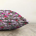 - Sonil-K3976-Gorsel-2 - Realhomes Çizgili Zeminde Çiçekler Özel Tasarım Dijital Baskılı Modern Raşel Kadife Yastık Kırlent Kılıfı Realhomes