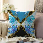 - Sonil-K3981-Gorsel - Realhomes Zincir Ve Çiçek Desenli Özel Tasarım Dijital Baskılı Modern Şönil Yastık Kırlent Kılıfı Realhomes