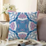 - Sonil-K3983-Gorsel - Realhomes  Çiçek Ve Geometrik Desenli Özel Tasarım Dijital Baskılı Modern Raşel Kadife Yastık Kırlent Kılıfı Realhomes