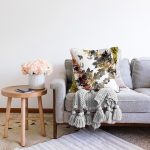 - Sonil-K3989-Gorsel-1 - Realhomes Beyaz Zeminde Çiçek Desenli Özel Tasarım Dijital Baskılı Modern Şönil Yastık Kırlent Kılıfı Realhomes