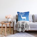 Modern Geyik Desenli Dijital Baskılı Dekoratif Raşel Kadife Yastık Kırlent Kılıfı Realhomes