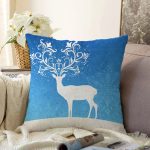 Modern Geyik Desenli Dijital Baskılı Dekoratif Raşel Kadife Yastık Kırlent Kılıfı Realhomes