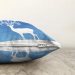 Modern Geyik Desenli Dijital Baskılı Dekoratif Raşel Kadife Yastık Kırlent Kılıfı Realhomes