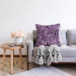 Mor Leopar Desenli Özel Tasarım Dijital Baskılı Modern Raşel Kadife Yastık Kırlent Kılıfı Realhomes