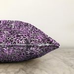 Mor Leopar Desenli Özel Tasarım Dijital Baskılı Modern Raşel Kadife Yastık Kırlent Kılıfı Realhomes