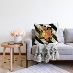 - Sonil-K4012-Gorsel-1 - Realhomes Çizgili Zeminde Çiçek Motifli Özel Tasarım Dijital Baskılı Modern Raşel Kadife Yastık Kırlent Kılıfı Realhomes