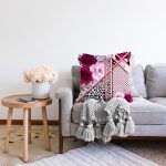 - Sonil-K4014-Gorsel-1 - Realhomes Leopar Ve Puanlı Zeminde Çiçek Motifli Özel Tasarım Dijital Baskılı Modern Raşel Kadife Yastık Kırlent Kılıfı Realhomes