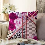 - Sonil-K4014-Gorsel - Realhomes Leopar Ve Puanlı Zeminde Çiçek Motifli Özel Tasarım Dijital Baskılı Modern Raşel Kadife Yastık Kırlent Kılıfı Realhomes