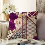 - Sonil-K4015-Gorsel - Realhomes  Leopar Ve Puanlı Zeminde Çiçek Motifli Özel Tasarım Dijital Baskılı Modern Raşel Kadife Yastık Kırlent Kılıfı Realhomes