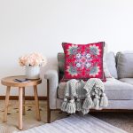 Etnik Çiçek Desenli Özel Tasarım Dijital Baskılı Modern Raşel Kadife Yastık Kırlent Kılıfı Realhomes