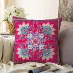 Etnik Çiçek Desenli Özel Tasarım Dijital Baskılı Modern Raşel Kadife Yastık Kırlent Kılıfı Realhomes