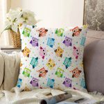 - Sonil-K402-Gorsel - Realhomes  Baykuş Desen Dijital Baskılı Dekoratif Raşel Kadife Yastık Kırlent Kılıfı Realhomes