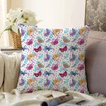 - Sonil-K4032-Gorsel - Realhomes Kelebek Ve Tüy Motifli Dijital Baskılı Özel Tasarım Modern Raşel Kadife Yastık Kırlent Kılıfı Realhomes