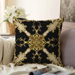 - Sonil-K4033-Gorsel - Realhomes  Altın Desenli Özel Tasarım Dijital Baskılı Modern Raşel Kadife Yastık Kırlent Kılıfı Realhomes