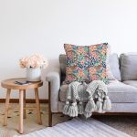 Renkli Çiçek Motifli Özel Tasarım Dijital Baskılı Modern Raşel Kadife Yastık Kırlent Kılıfı Realhomes