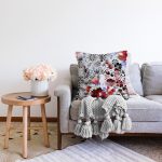 - Sonil-K4038-Gorsel-1 - Realhomes  Leopar Ve Damask Zeminde Çiçek Desenli Tasarım Dijital Baskılı Modern Raşel Kadife Yastık Kırlent Kılıfı Realhomes