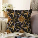 - Sonil-K4042-Gorsel - Realhomes Altın Zincir Desenli Tasarım Dijital Baskılı Modern Raşel Kadife Yastık Kırlent Kılıfı Realhomes