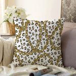 - Sonil-K4052-Gorsel - Realhomes  Leopar Ve Zincir Desenli Özel Tasarım Dijital Baskılı Modern Raşel Kadife Yastık Kırlent Kılıfı Realhomes