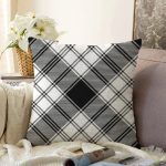 - Sonil-K4053-Gorsel - Realhomes Siyah Beyaz Ekose Motifli Özel Tasarım Dijital Baskılı Modern Raşel Kadife Yastık Kırlent Kılıfı Realhomes