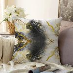- Sonil-K4060-Gorsel - Realhomes  Altın Desenli Özel Tasarım Dijital Baskılı Modern Raşel Kadife Yastık Kırlent Kılıfı Realhomes