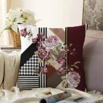 - Sonil-K4062-Gorsel - Realhomes  Çiçek Motifli Özel Tasarım Dijital Baskılı Modern Raşel Kadife Yastık Kırlent Kılıfı Realhomes