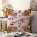 - Sonil-K4064-Gorsel - Realhomes Çiçek Ve Altın Motifli Özel Tasarım Dijital Baskılı Modern Raşel Kadife Yastık Kırlent Kılıfı Realhomes