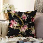 - Sonil-K4078-Gorsel - Realhomes Çiçek Ve Zincir Motifli Özel Tasarım Dijital Baskılı Modern Raşel Kadife Yastık Kırlent Kılıfı Realhomes